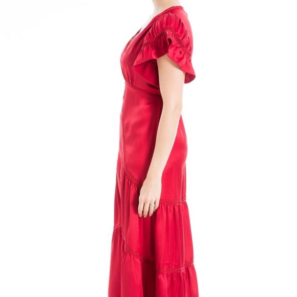 Size Large Max Studio London Flutter Sleeve Satin Midi Dress - NWT! - Picture 6 of 11